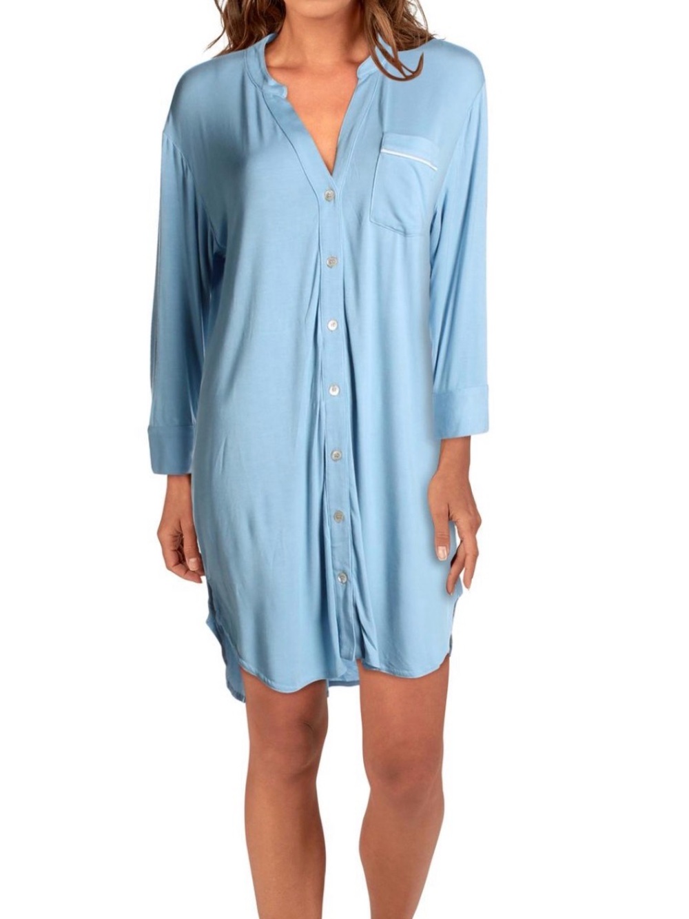 UGG Vivian Light Blue Button-Front Sleep Shirt